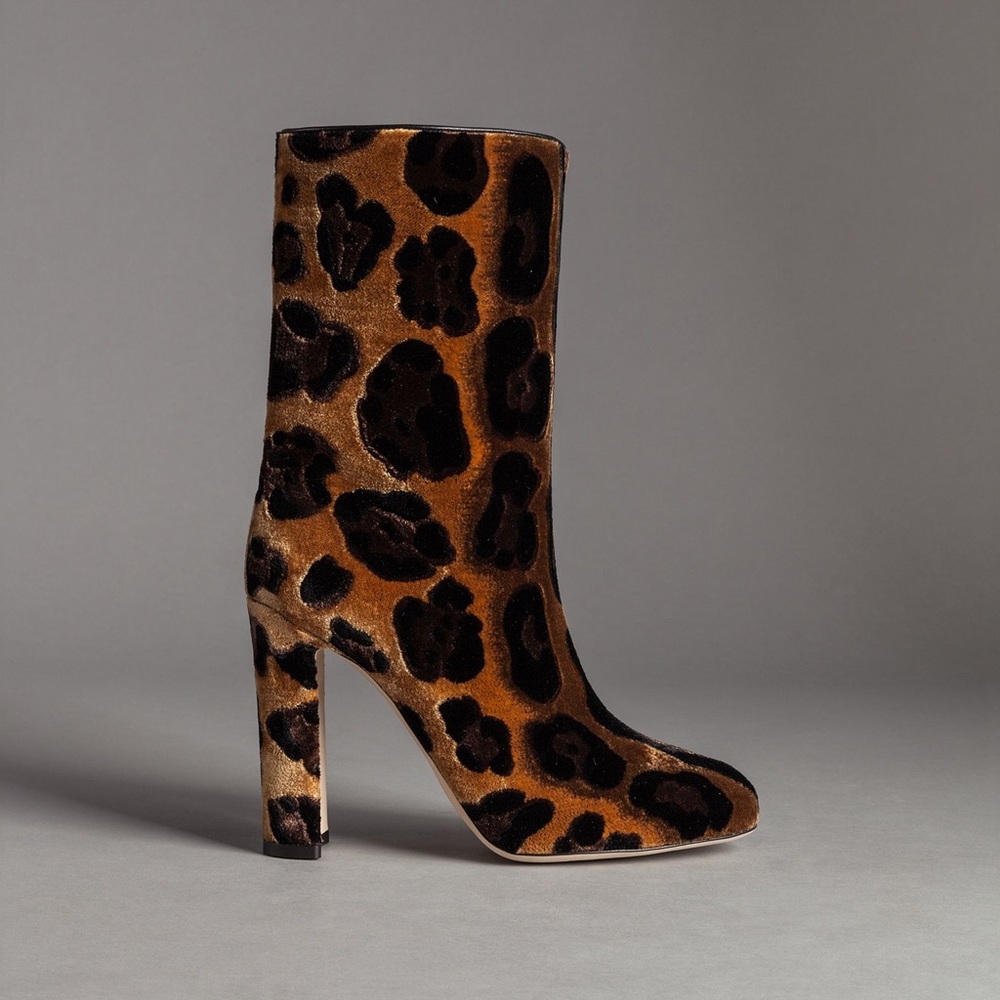 NWB Dolce and Gabbana Velvet Leopard Boots